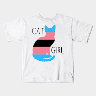 Cat Girl - Black Text Kids T-Shirt